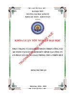 Thực trạng và giải pháp hoàn thiện công tác kế toán tài sản cố định hữu hình tại công ty cổ phần xây dựng  giao thông thừa thiên huế 