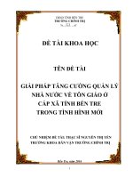 Giải pháp tăng cường quản lý nhà nước về tôn giáo ở cấp xã tỉnh bến tre trong tình hình mới