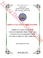 Nghiên cứu công tác kế toán tài sản cố định hữu hình và hiệu quả sử dụng tài sản cố định hữu hình tại công ty điện lực thừa thiên huế 