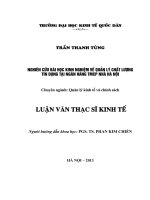 Nghiên cứu bài học kinh nghiệm về quản lý chất lượng tín dụng từ Ngân hàng TMCP Nhà Hà Nội