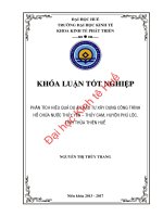 Phân tích hiệu quả dự án đầu tư xây dựng công trình hồ chứa nước thủy yên – thủy cam 