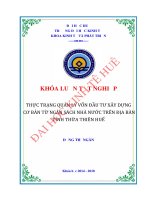 Thực trạng quản lý vốn đầu tư xây dựng cơ bản từ ngân sách nhà nước trên địa bàn tỉnh thừa thiên huế 