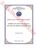Nghiên cứu quản lý thu chi tài chính tại đại học huế 