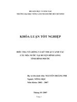 ĐIỀU TRA VỀ GIỐNG VÀ KỸ THUẬT CANH TÁC CÂY MÍA NƯỚC TẠI HUYỆN BÌNH LONG TỈNH BÌNH PHƯỚC