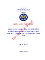 Thực trạng và giải pháp thu hút nguồn vốn hỗ trợ phát triển chính thức (ODA) vào phát triển đô thị tại tỉnh thừa thiên huế 
