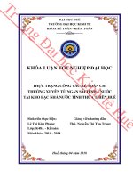 Thực trạng công tác kế toán chi thường xuyên từ ngân sách nhà nước tại kho bạc nhà nước tỉnh thừa thiên huế 