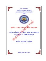 Đánh giá hiệu quả hoạt động kinh doanh của công ty TNHH phát đạt 