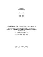 Đánh giá kiến thức về quản lý chất thải y tế của nhân viên bệnh viện Đồng Nai