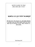 Ứng dụng của đế SERS trong cảm biến quang phát hiện một số chất độc hại có trong nước, thực phẩm và đồ uống