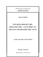 XÂY DỰNG KHO DỮ LIỆU SONG NGỮ VIỆT – CƠ TU PHỤC VỤ TRA CỨU VĂN HÓA DÂN TỘC CƠ TU