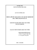 Phân lớp dữ liệu bằng cây quyết định mờ dựa trên đại số gia tử.