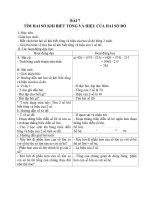 Giáo án Toán 4 chương 2 bài 1: Tìm hai số khi biết tổng và hiệu của hai số đó