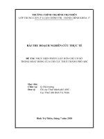 BÀI THU HOẠCH NGHIÊN CỨU THỰC TẾ    ĐỀ TÀI: THỰC HIỆN PHÁP LUẬT DÂN CHỦ CƠ SỞ  TRONG HOẠT ĐỘNG CỦA CHI CỤC THUẾ THÀNH PHỐ ABC