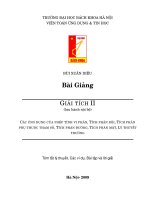 CÁC ỨNG DỤNG CỦA PHÉP TÍNH VI PHÂN, TÍCH PHÂN BỘI, TÍCH PHÂN PHỤ THUỘC THAM SỐ, TÍCH PHÂN ĐƯỜNG, TÍCH PHÂN MẶT, LÝ THUYẾT TRƯỜNG.