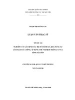 nghiên cứu xác định các hệ số đánh giá khả năng tự làm sạch của sông  áp dụng thử nghiệm trên lưu vực sông sài gòn 
