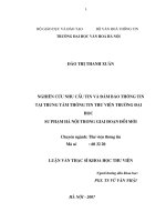 Nghiên cứu nhu cầu tin và đảm bảo thông tin tại Trung tâm Thông tin Thư viện trường Đại học Sư phạm Hà Nội trong giai đoạn đổi mới