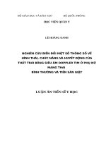 Nghiên cứu biến đồi một số thông số về hình thái, chức năng và huyết động của thất trái bằng siêu âm Doppler tim ở phụ nữ mang thai bình thường và tiền sản giật (FULL TEXT)