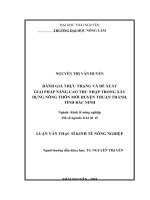 Đánh giá thực trạng và đề xuất giải pháp nâng cao thu nhập trong xây dựng nông thôn mới huyện thuận thành, tỉnh bắc ninh 
