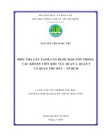 ĐIỀU TRA CÂY XANH CẦN ĐƯỢC BẢO TỒN TRONG CÁC KHUÔN VIÊN KHU VỰC QUẬN 2, QUẬN 9 VÀ QUẬN THỦ ĐỨC – TP.HCM