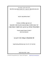 Tăng cường quản lý nguồn vốn ngân sách nhà nước đầu tư cho phát triển du lịch tại tỉnh vĩnh phúc ( Luận văn thạc sĩ)