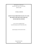 KHẢO SÁT ĐẶC ĐIỂM MỘT SỐ LOÀI CÂY XANH HOA KIỂNG MỚI NHẬP NỘI TẠI ĐỊA BÀN THÀNH PHỐ HỒ CHÍ MINH