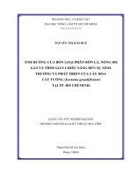 ẢNH HƯỞNG CỦA BỐN LOẠI PHÂN BÓN LÁ, NỒNG ĐỘ GA3 VÀ THỜI GIAN CHIẾU SÁNG ĐẾN SỰ SINH TRƯỞNG VÀ PHÁT TRIỂN CỦA CÂY HOA CÁT TƯỜNG (Eustoma grandiflorum) TẠI TP. HỒ CHÍ MINH.