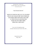 KHẢO SÁT, ĐÁNH GIÁ, ĐỀ XUẤT CÁC GIẢI PHÁP BỔ SUNG QUY HOẠCH TRÊN MỘT SỐ ĐIỂM DU LỊCH TRỌNG ĐIỂM NHẰM KHAI THÁC HỢP LÝ TIỀM NĂNG DU LỊCH SINH THÁI Ở KHU BẢO TỒN THIÊN NHIÊN BÌNH CHÂU PHƯỚC BỬU