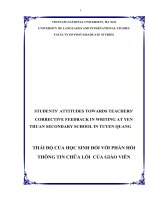 luận văn thạc sỹ tiếng anh STUDENTS’ ATTITUDES TOWARDS TEACHERS’ CORRECTIVE FEEDBACK IN WRITING AT YEN THUAN SECONDARY SCHOOL IN TUYEN QUANG