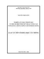Nghiên cứu đặc tính ít hạt và một số biện pháp kỹ thuật nâng cao năng suất, chất lượng cam sành hà giang 