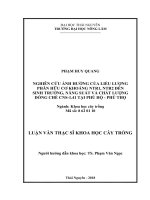 Nghiên cứu ảnh hưởng của liều lượng phân hữu cơ khoáng NTR1, NTR2 đến sinh trưởng, năng suất và chất lượng dòng chè CNS 1 41 tại phú hộ   phú thọ