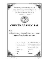 THÚC ĐẨY HOẠT ĐỘNG XÚC TIẾN XUẤT KHẨU HÀNG NÔNG SẢN CỦA VIỆT NAM