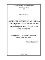 NGHIÊN CỨU THÀNH PHẦN VÀ PHÂN BỐ  CỦA NHỆN (ARANEAE) TRONG LÁ RÁC  TẠI VƯỜN QUỐC GIA CÚC PHƯƠNG,  TỈNH NINH BÌNH