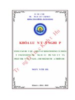 Nâng cao hiệu quả cho vay khách hàng cá nhân tại ngân hàng thương mại cổ phần đầu tư và phát triển việt nam – chi nhánh thừa thiên huế  