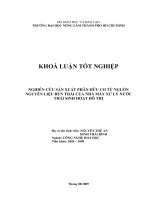 NGHIÊN CỨU SẢN XUẤT PHÂN HỮU CƠ TỪ NGUỒN NGUYÊN LIỆU BÙN THẢI CỦA NHÀ MÁY XỬ LÝ NƯỚC THẢI SINH HOẠT ĐÔ THỊ