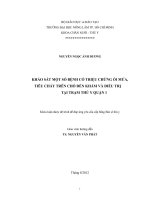 KHẢO SÁT MỘT SỐ BỆNH CÓ TRIỆU CHỨNG ÓI MỬA, TIÊU CHẢY TRÊN CHÓ ĐẾN KHÁM VÀ ĐIỀU TRỊ TẠI TRẠM THÚ Y QUẬN 1