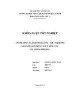ẢNH HƯỞNG CỦA CHẾ PHẨM GỪNG  TỎI  NGHỆ ĐẾN KHẢ NĂNG SINH SẢN VÀ SỨC SỐNG CỦA GÀ LƯƠNG PHƯỢNG