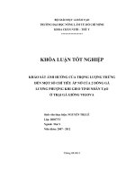 KHẢO SÁT ẢNH HƯỞNG CỦA TRỌNG LƯỢNG TRỨNG ĐẾN MỘT SỐ CHỈ TIÊU ẤP NỞ CỦA 2 DÒNG GÀ LƯƠNG PHƯỢNG KHI GIEO TINH NHÂN TẠO Ở TRẠI GÀ GIỐNG VIGOVA