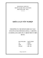 ẢNH HƯỞNG CỦA VIỆC BỔ SUNG BỘT GẤC TAGS – GV02 LÊN SỰ THAY ĐỔI HÀM LƯỢNG β – CAROTENE, LYCOPENE, SẢN LƯỢNG SỮA VÀ BỆNH VIÊM VÚ TRÊN BÒ SỮA