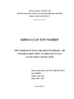 THỬ NGHIỆM SỬ DỤNG CHẾ PHẨM SUNPHASE – 100 VÀO KHẨU PHẦN THỨC ĂN HEO CON TỪ SAU CAI SỮA ĐẾN 2 THÁNG NUÔI