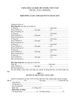 Mẫu Hợp đồng tặng cho Quyền sử dụng đất