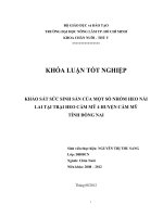 KHẢO SÁT SỨC SINH SẢN CỦA MỘT SỐ NHÓM HEO NÁI LAI TẠI TRẠI HEO CẨM MỸ 4 HUYỆN CẨM MỸ TỈNH ĐỒNG NAI