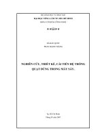 NGHIÊN CỨU, THIẾT KẾ, CẢI TIẾN HỆ THỐNG QUẠT DÙNG TRONG MÁY SẤY.