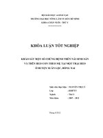 KHẢO SÁT MỘT SỐ CHỨNGBỆNH TRÊN NÁI SINH SẢN VÀ TRÊN HEO CON THEO MẸ TẠI MỘT TRẠI HEO Ở HUYỆN XUÂN LỘC, ĐỒNG NAI