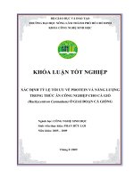 XÁC ĐỊNH TỶ LỆ TỐI ƯU VỀ PROTEIN VÀ NĂNG LƯỢNG TRONG THỨC ĂN CÔNG NGHIỆP CHO CÁ GIÒ (Rachycentron Cannadum) Ở GIAI ĐOẠN CÁ GIỐNG