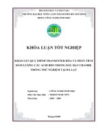 KHẢO SÁT QUÁ TRÌNH TRANSESTER HÓA VÀ PHÂN TÍCH HÀM LƯỢNG CÁC ACID BÉO TRONG DẦU HẠT CRAMBE TRỒNG THỬ NGHIỆM TẠI ĐÀ LẠT