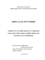 NGHIÊN CỨU CÁC BIỆN PHÁP XỬ LÝ STRESS ĐỂ TĂNG HÀM LƯỢNG TRIGLYCERIDE TRONG DẦU TẢO ĐỂ SẢN XUẤT BIODIESEL Họ và tên sinh viên: VÕ LƯƠNG NGHI NGUYỄN NGỌC THÚY HÀ Ngành: CÔNG NGHỆ KỸ THUẬT HÓA HỌC Niên khóa: 20092013 Tp.HCM,