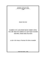 Nghiên cứu giải pháp hoàn thiện công tác hỗ trợ tài chính của quỹ bảo vệ môi trường tỉnh thái nguyên