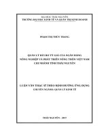 Quản lý rủi ro tỷ giá của ngân hàng nông nghiệp và phát triển nông thôn việt nam – chi nhánh tỉnh thái nguyên