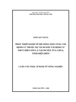 Phát triển kinh tế hộ nông dân vùng tái định cư thuộc dự án di dân tái định cư thủy điện sơn la tại huyện tủa chùa, tỉnh điện biên