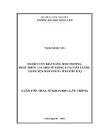 Nghiên cứu khả năng sinh trưởng, phát triển của một số giống lúa chất lượng tại huyện đoan hùng   tỉnh phú thọ